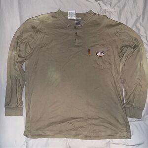 RASCO MEN'S FR HENLEY Beige LONG SLEEVE WORK T-SHIRT